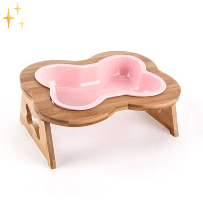 Erhöhter Hundenapf Keramik mit Holzgestell