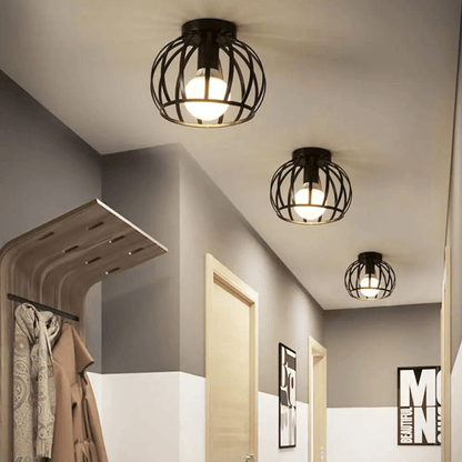 Industrielle Deckenleuchte Schwarz Metall Design