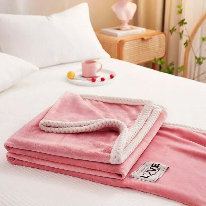 Rosa Flanell-Fleece Kuscheldecke - Weich &amp; Wärmend