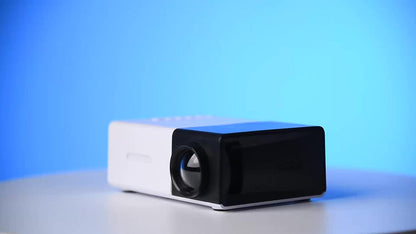 BrightBeam - Mini LED-Projektor mit Lautsprechern, tragbar für Zuhause, Camping &amp; Büro, USB/SD/AV/HD-kompatibel