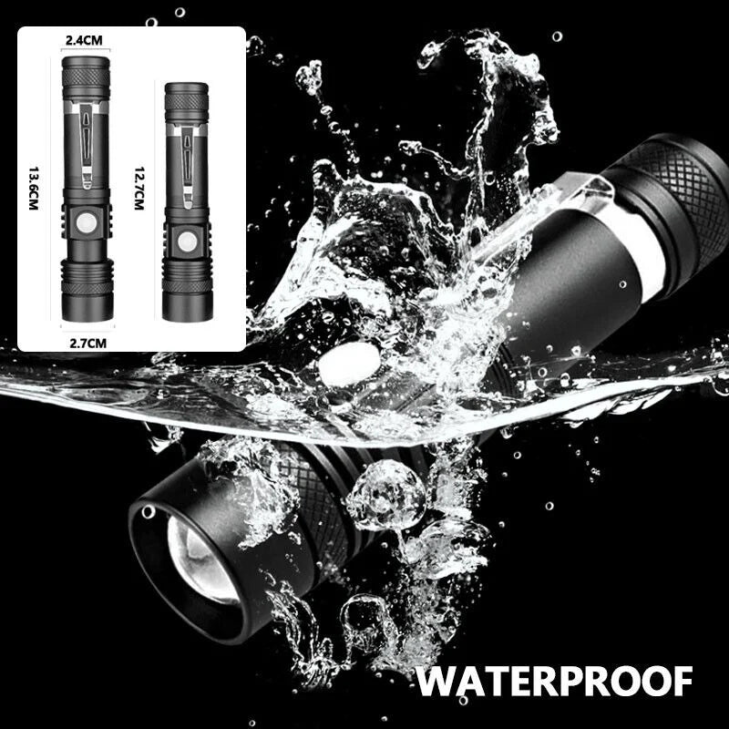 Super Helles 90000LM LED Taktisches Taschenlampe Zoombar Mit Wiederaufladbarem Akku