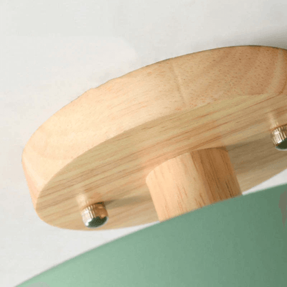 Moderne Runde LED Deckenleuchte Holz Acryl