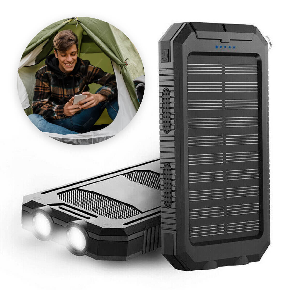 20000mAh Wasserdichte Powerbank mit Solartechnologie