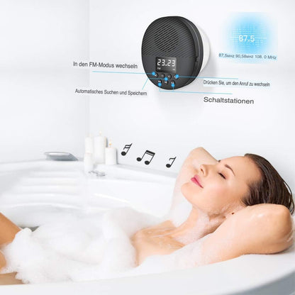 Zelara Super tragbarer wasserfester kabelloser Bluetooth-Lautsprecher mit FM-Radio und Zeitanzeige