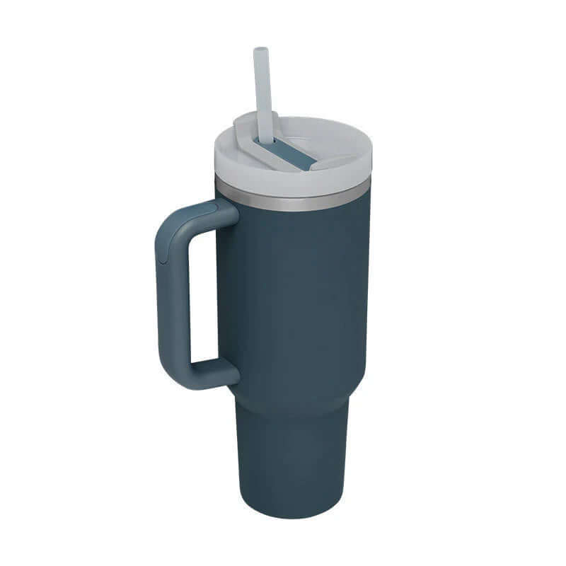 Isolierbecher mit Griff &amp; Strohhalm - Kaffeebecher &amp; Wasserflasche