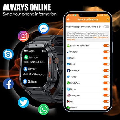 Zelara Militär Smartwatches K57 Robuste Outdoor Sportuhr Fitness Tracker