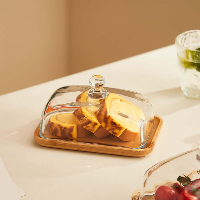 Holz-Butterdose mit Glasdeckel - Elegant &amp; Praktisch