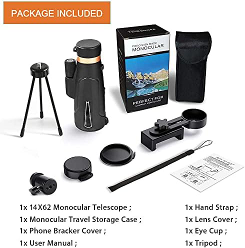 Monokular-Teleskop 12× Vergrößerung wasserdicht mit Smartphone-Halterung und Stativ für Outdoor