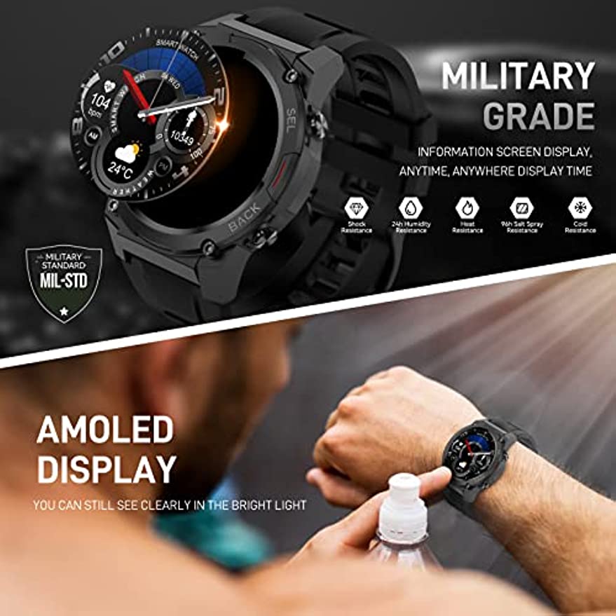 Zelara Militär Smartwatch für Männer Wasserdichte Fitnessuhr DM51