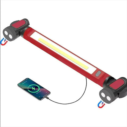 Wiederaufladbare LED-Arbeitsleuchte mit Magnetbasis, 2400 Lumen, Hand- und Standleuchte, Einstellbare Helligkeit