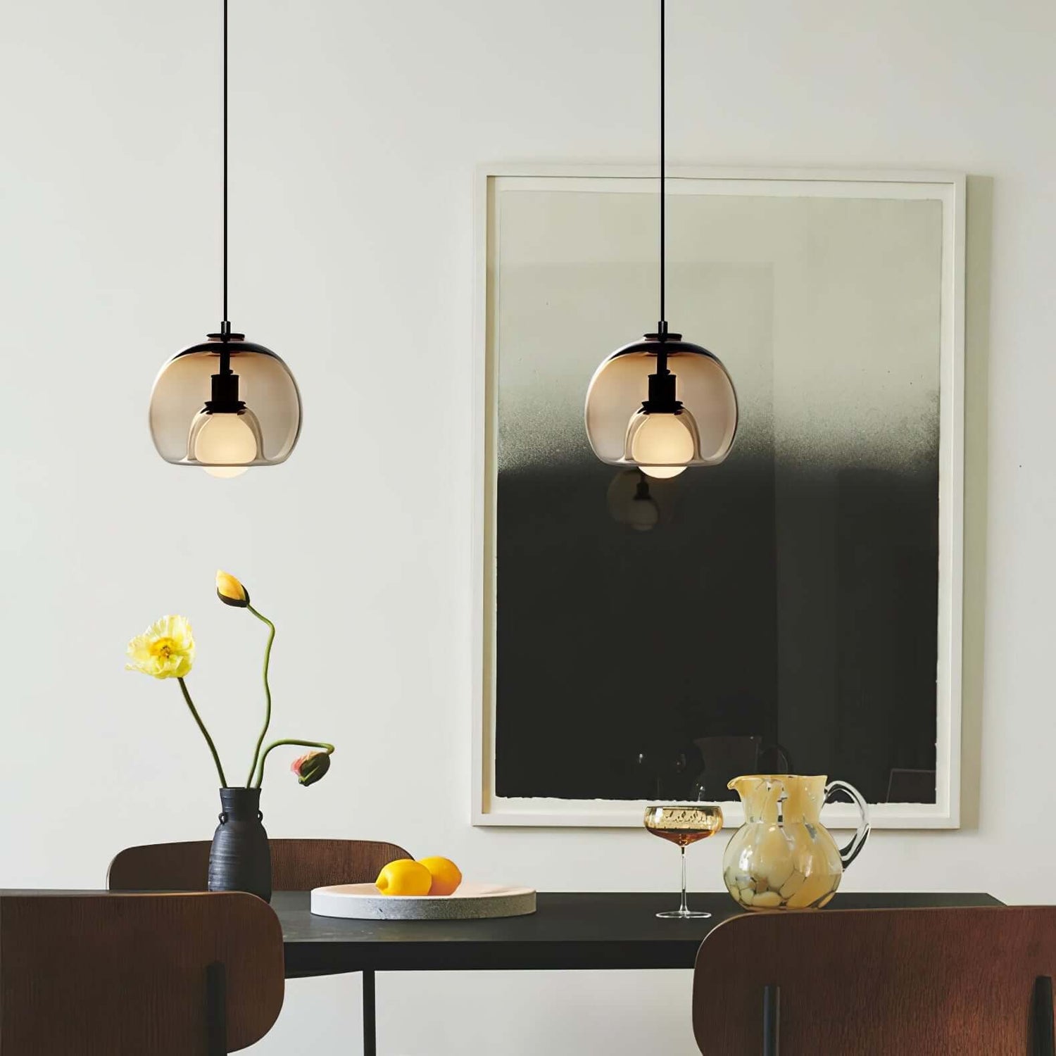 Moderne Pendelleuchte - Metall &amp; Glas