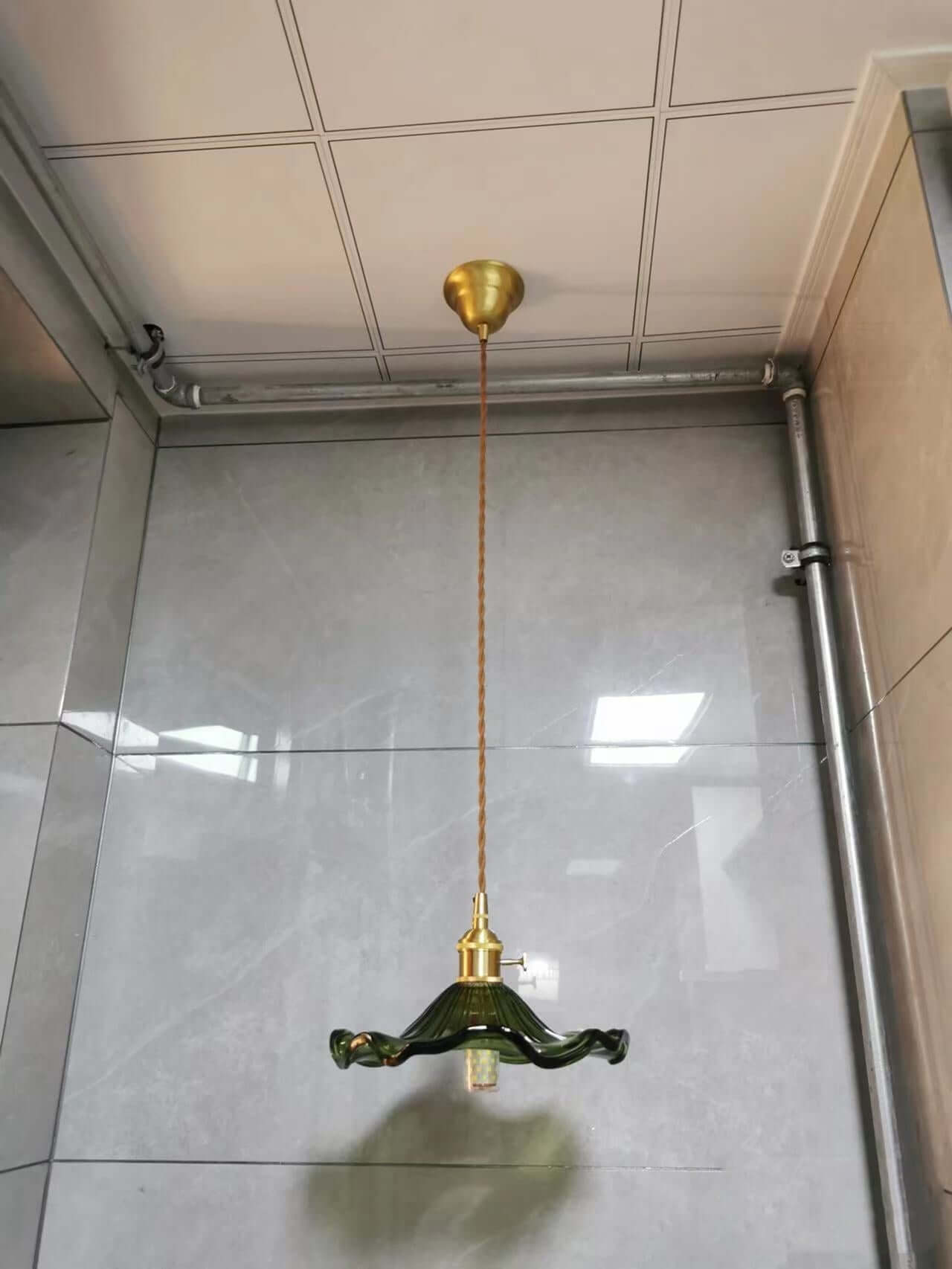 LED-Hängeleuchte, Buntglas &amp; Kupfer - Modernes Design