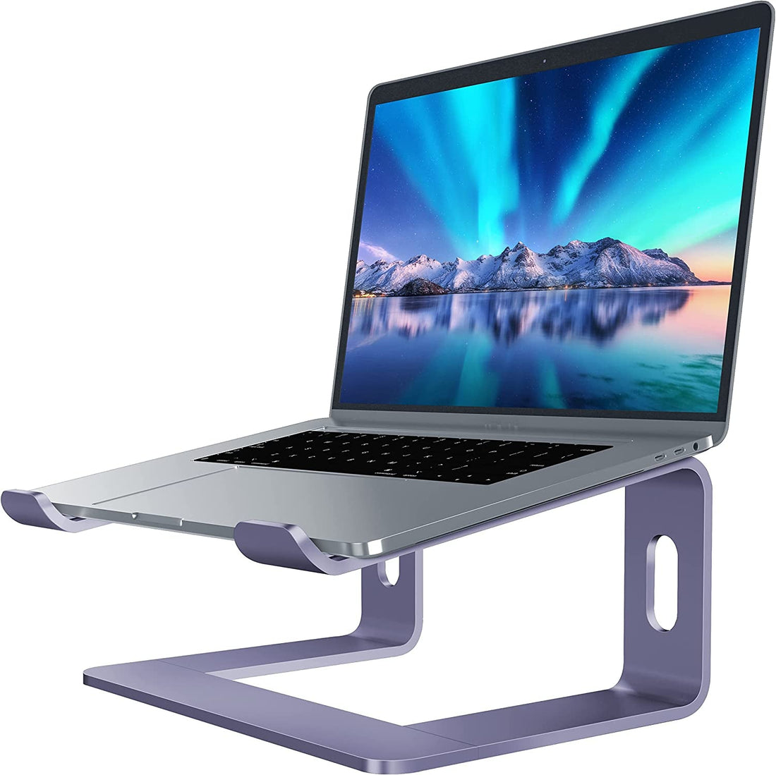 Laptopständer, Aluminium Computer Riser, ergonomischer Laptop-Hebel für den Schreibtisch, Metallhalter kompatibel mit 10 bis 15,6 Zoll Notebooks, Lila