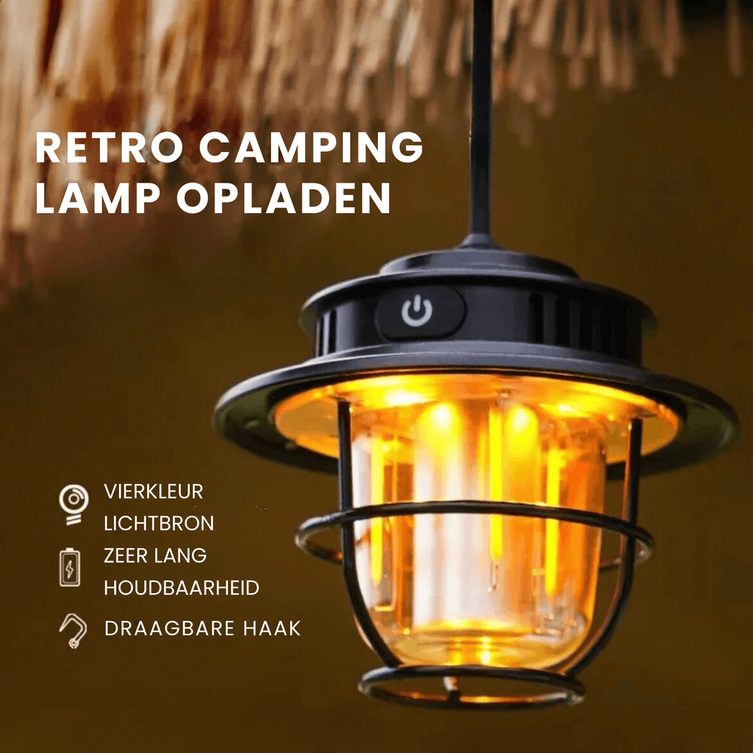 Tragbare LED-Campinglampe mit Retro-Stil