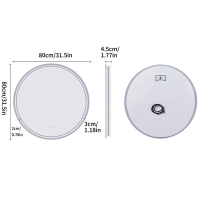 Runder LED Badspiegel mit Touchscreen - Antibeschlag