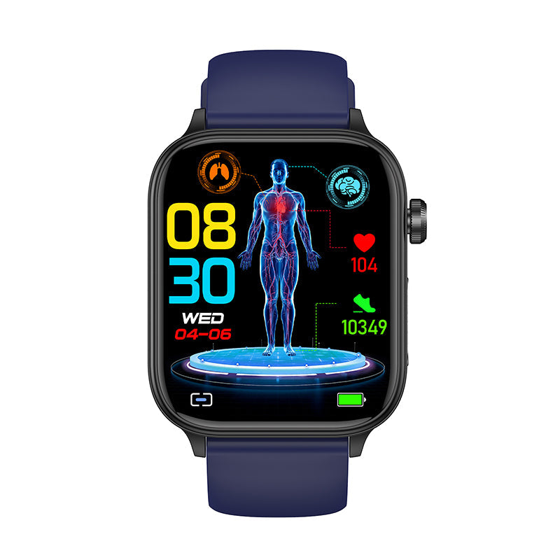 Smartwatch mit EKG, Blutzucker &amp; Gesundheitscheck – 30s Mikro-Analyse, Bluetooth-Anrufe, IP68, HRV-Funktion