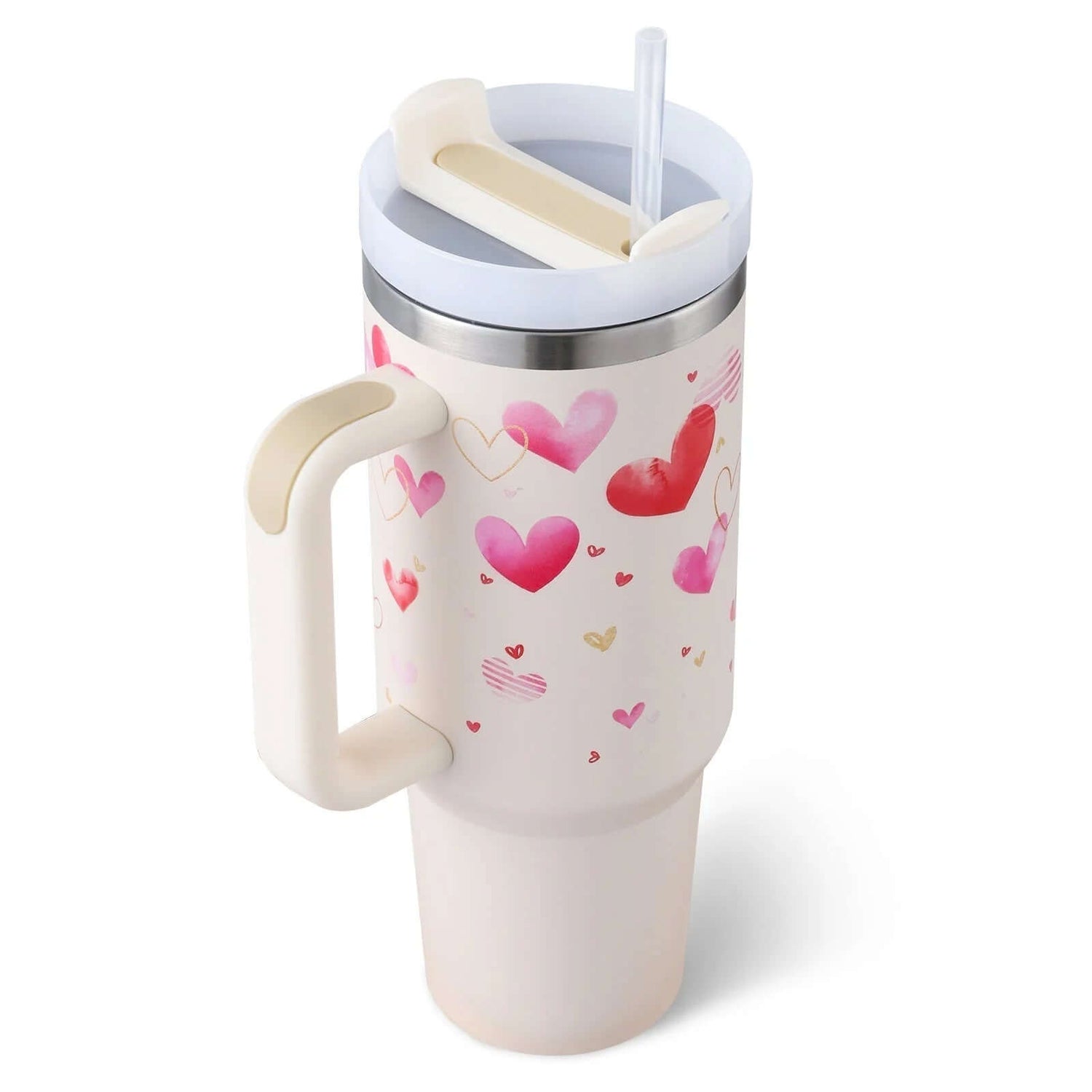Isolierbecher mit Griff &amp; Strohhalm - Kaffeebecher &amp; Wasserflasche