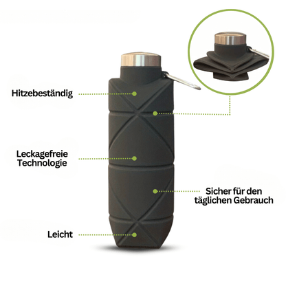 Faltbare Wasserflasche 750ml - BPA-frei, Silikon