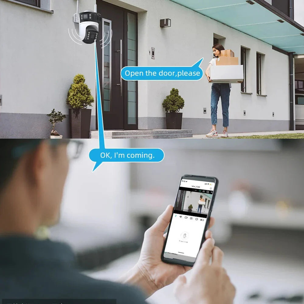 ICSEE 4K 8MP Outdoor-WiFi-IP-Kamera - Drahtlose CCTV, IP66 wetterfest, Nachtsicht, Bewegungsverfolgung, Zweiwege-Audio, SD/Cloud-Speicher, EU-Stecker