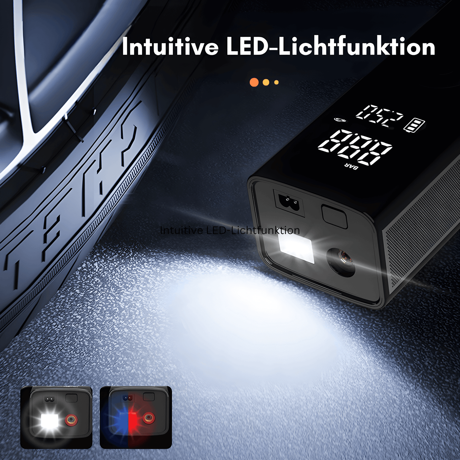 Tragbare Luftpumpe mit Digitalanzeige