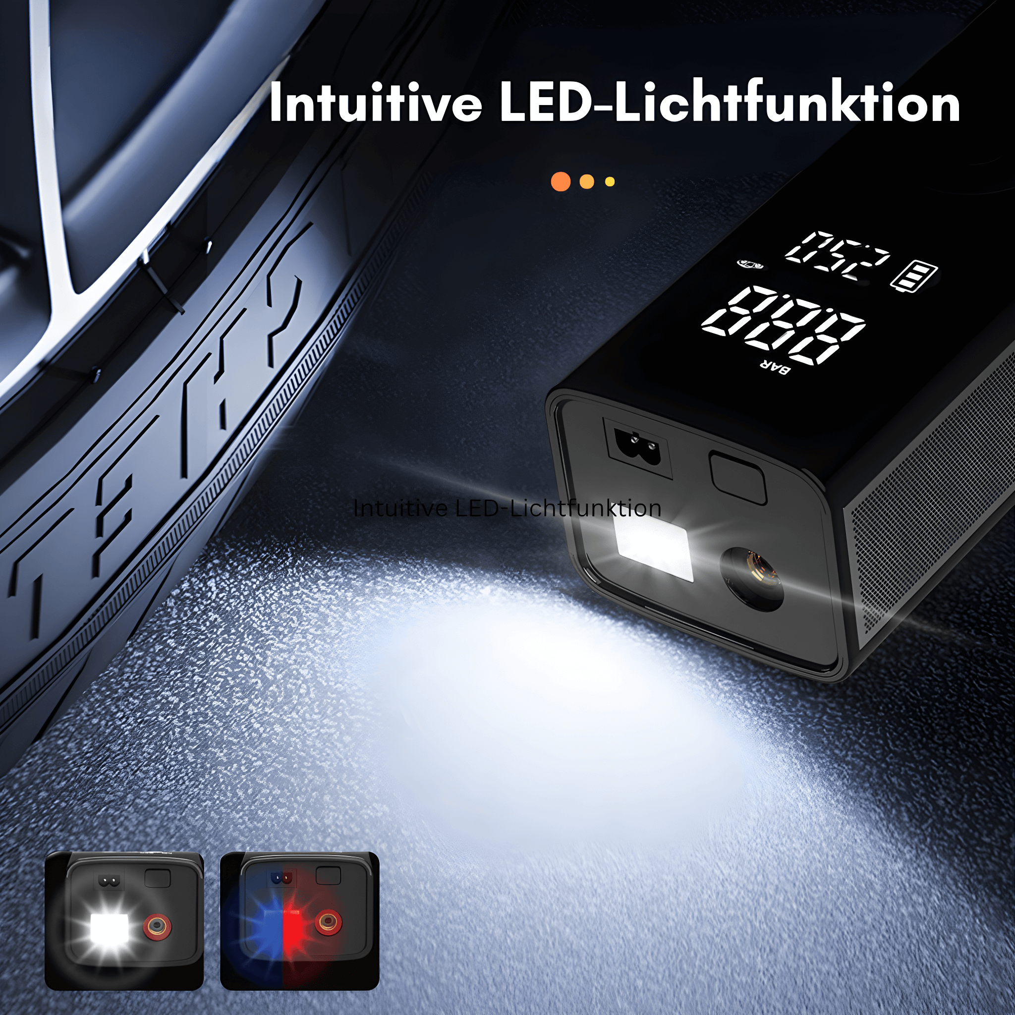 Tragbare Luftpumpe mit Digitalanzeige