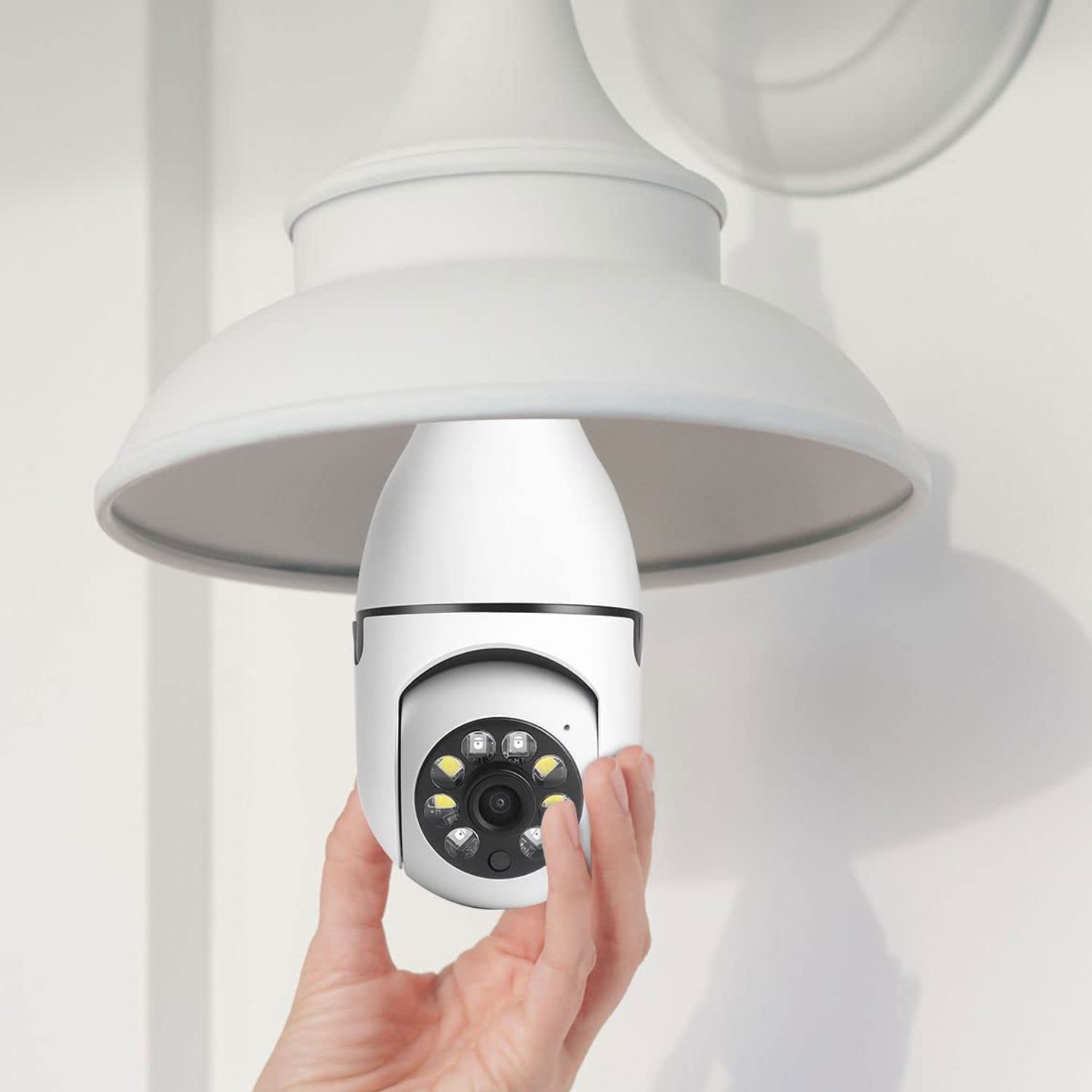 Smart Wifi Glühbirnenkamera HD Innen &amp; Außen mit Bewegungsmelder, 360° Drehung