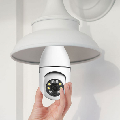 Smart Wifi Glühbirnenkamera HD Innen &amp; Außen mit Bewegungsmelder, 360° Drehung