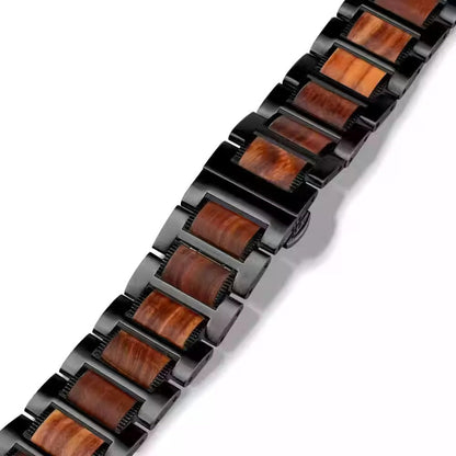 Natürliches rotes Sandelholz und Metallarmband für Samsung Watch Ultra