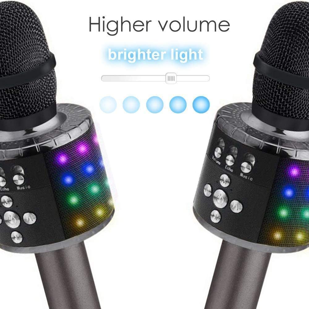 Bluetooth-Karaoke-Mikrofon – Kabellos 4 in 1 – Mit LED-Leuchten