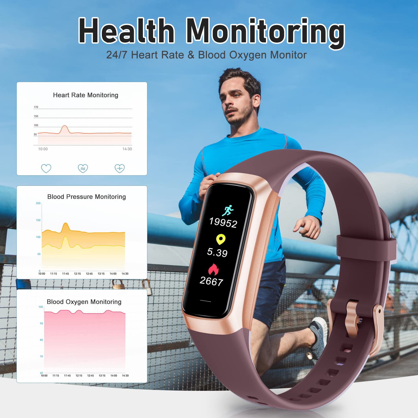 Fitness-Tracker mit 24/7 Herzfrequenzfunktion