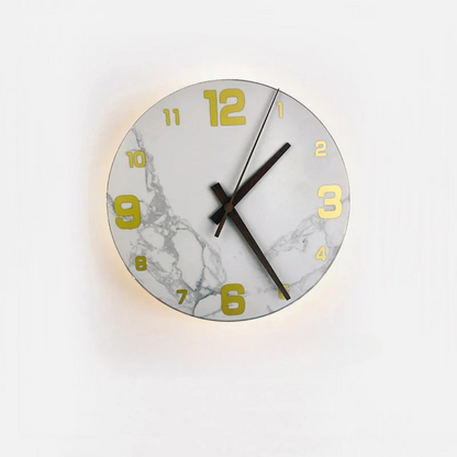 Secunda | Moderne Marmor LED Wanduhr 23 cm