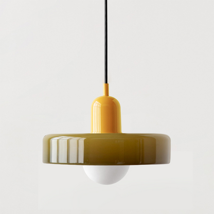Bauhaus Pendelleuchte aus Farbglas