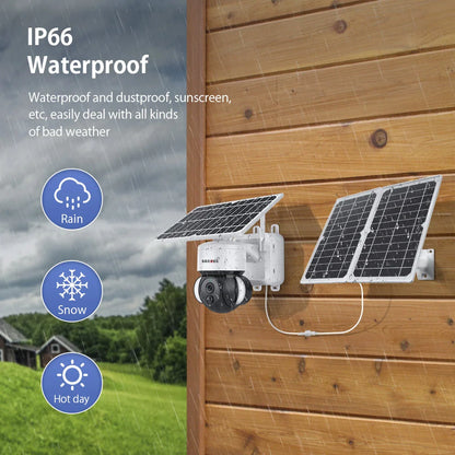 SECTEC Outdoor Solar WLAN Sicherheitskamera, Full-Day-Aufzeichnung, Farb-Nachtsicht, PIR-Bewegungserkennung, batteriebetrieben, IP66 wasserdicht
