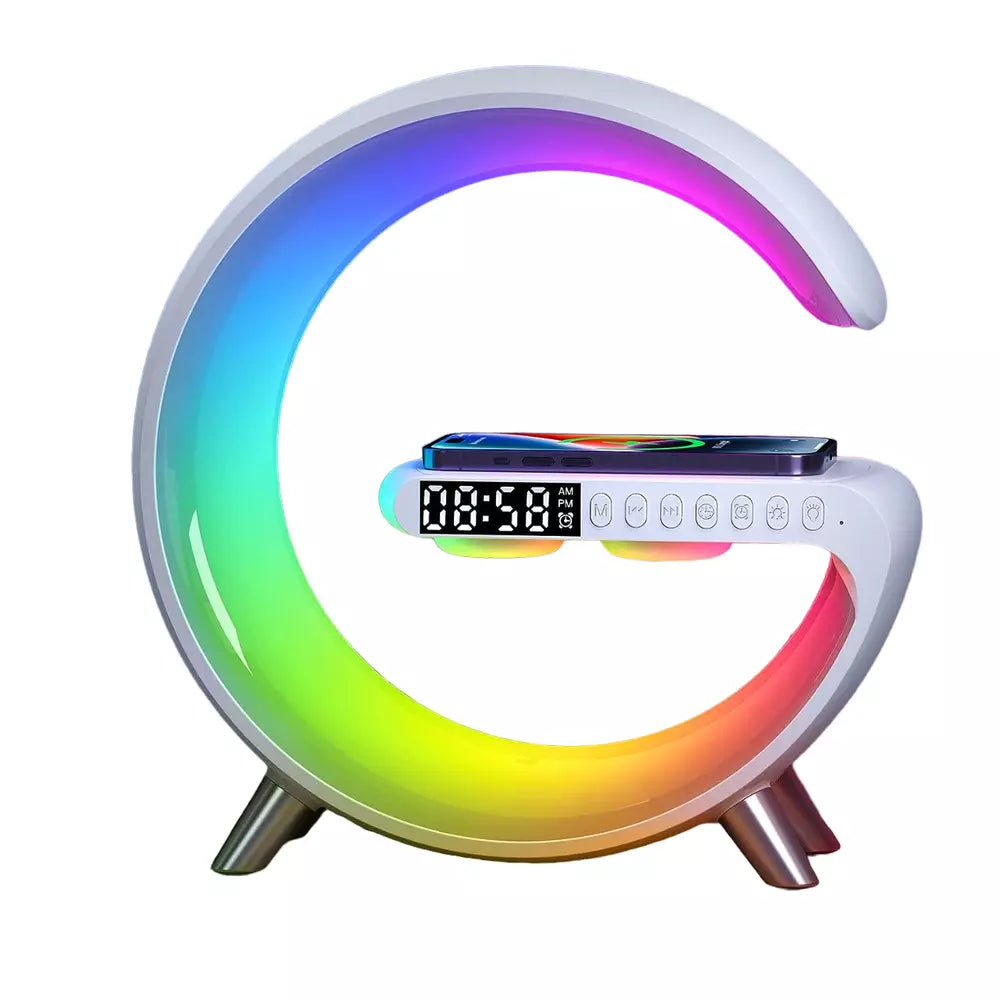 Smart Light Sound Machine mit 15W kabellosem Laden, Bluetooth-Lautsprecher, Wecker und RGB-Beleuchtung