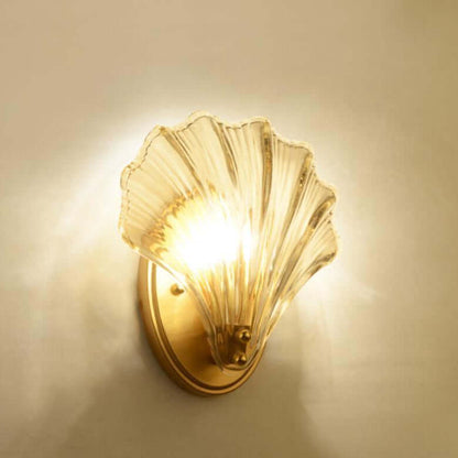 Muschel Wandleuchte aus Messing &amp; Glas