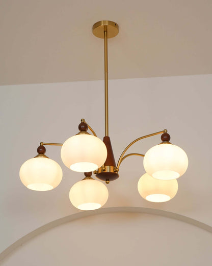 Retro Kronleuchter Holz &amp; Messing