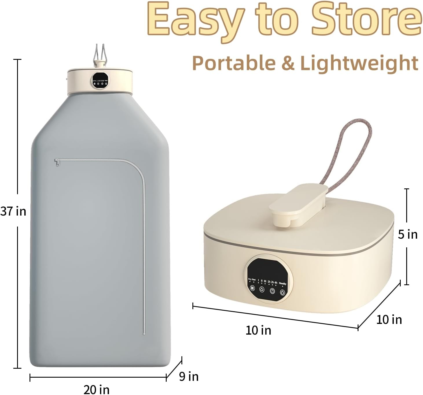 Tragbarer Kleider­trockner 800W mit Heizfunktion, Timer &amp; Kippschutz – kompakt &amp; reisetauglich