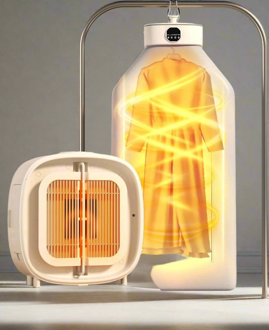 Tragbarer Wäschetrockner mit Heizfunktion – 800 W Kompaktgerät für Zuhause &amp; Reisen, 3 Stufen, Timer, Warmweiß