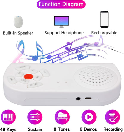 Tragbares Roll-Up Klavier-Keyboard 49 Tasten, wiederaufladbar, 8 Töne, Lautsprecher &amp; Kopfhöreranschluss, inkl. Tasche