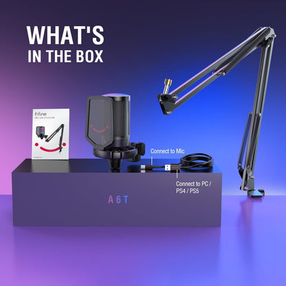 USB Gaming Mikrofon mit Arm &amp; RGB – Kondensatormikrofon für Streaming &amp; Podcast