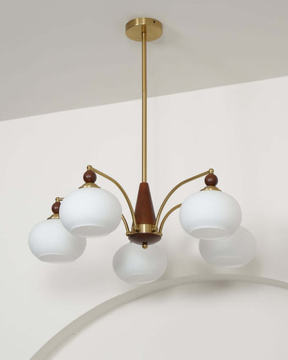Retro Kronleuchter Holz &amp; Messing
