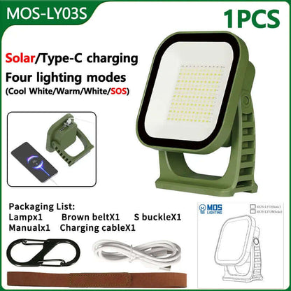 80W LED Solar Campinglampe mit Magnet &amp; Zoom