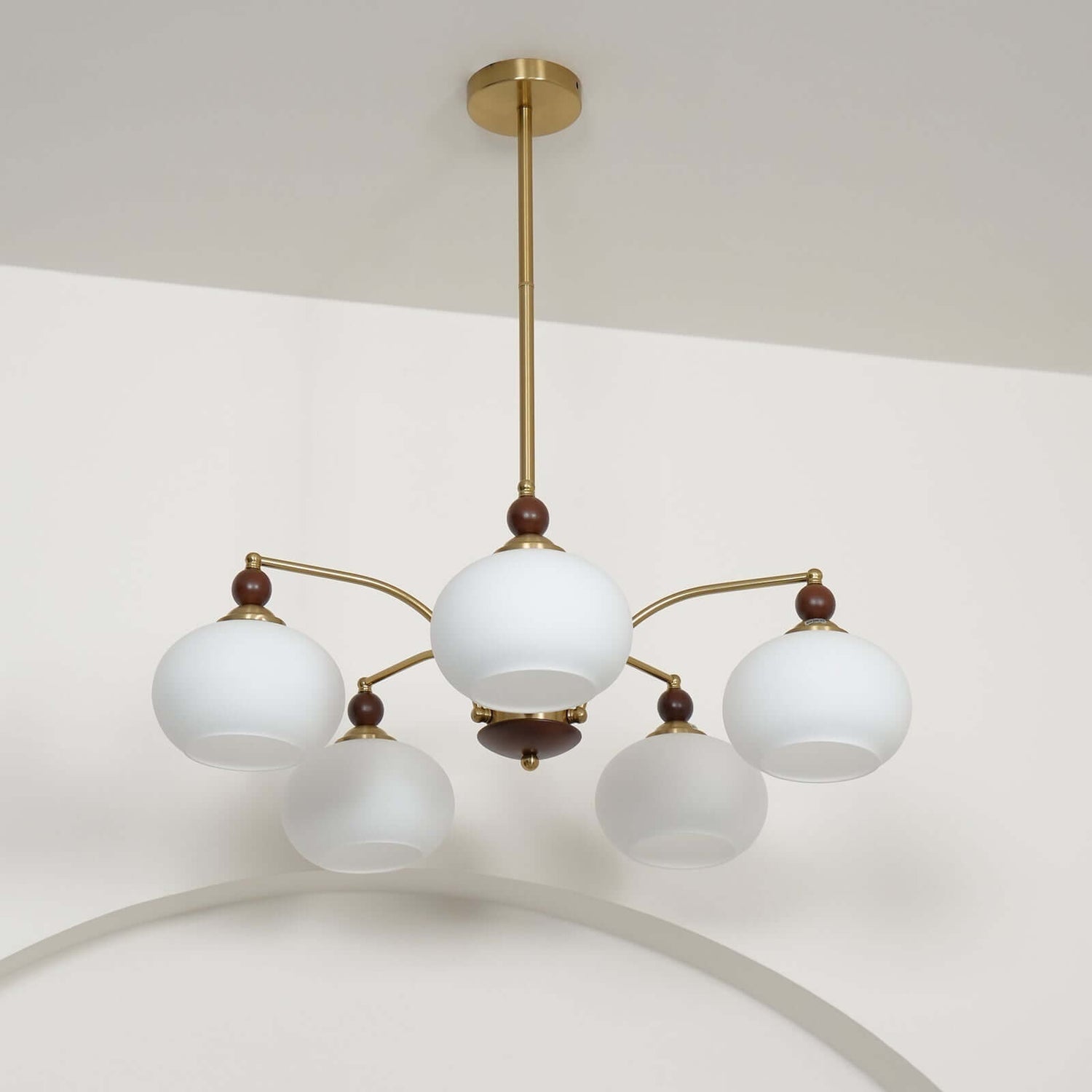 Retro Kronleuchter Holz &amp; Messing