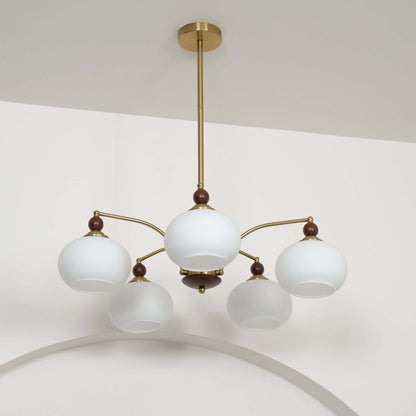 Retro Kronleuchter Holz &amp; Messing