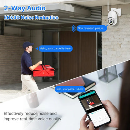Hiseeu 5MP WiFi PTZ Kamera, 30X Zoom, Farb-Nachtsicht, 2-Wege Audio, IP66 Wasserdicht, Gesichts- &amp; Humanoiderkennung, 2D/3D Rauschunterdrückung, ONVIF 2.0, H.265 Außen-Sicherheit