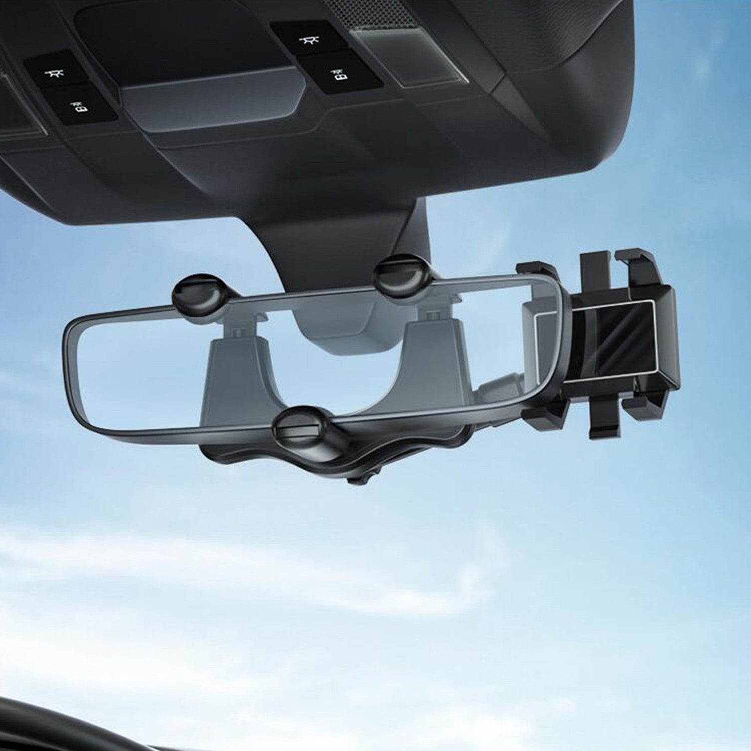 Universelle Auto-Handyhalterung, Rückspiegel-Montage, freihändig, drehbar, kompatibel mit Smartphones