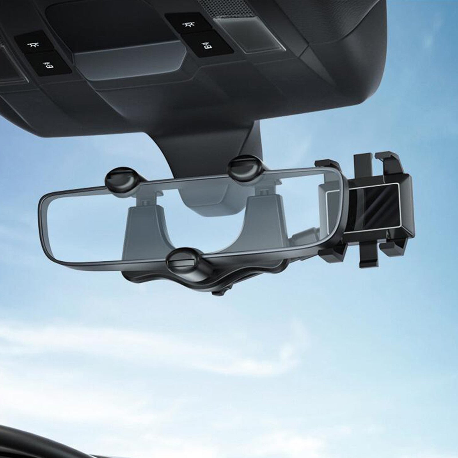 Universelle Auto-Handyhalterung, Rückspiegel-Montage, freihändig, drehbar, kompatibel mit Smartphones