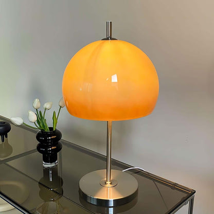 Pilz Design Tischlampe Glas Bernstein