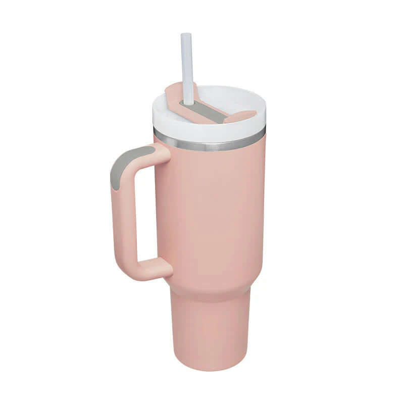 Isolierbecher mit Griff &amp; Strohhalm - Kaffeebecher &amp; Wasserflasche