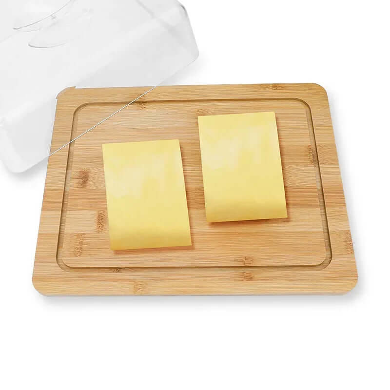 Rechteckige Käse &amp; Butterdose mit Bambusbrett
